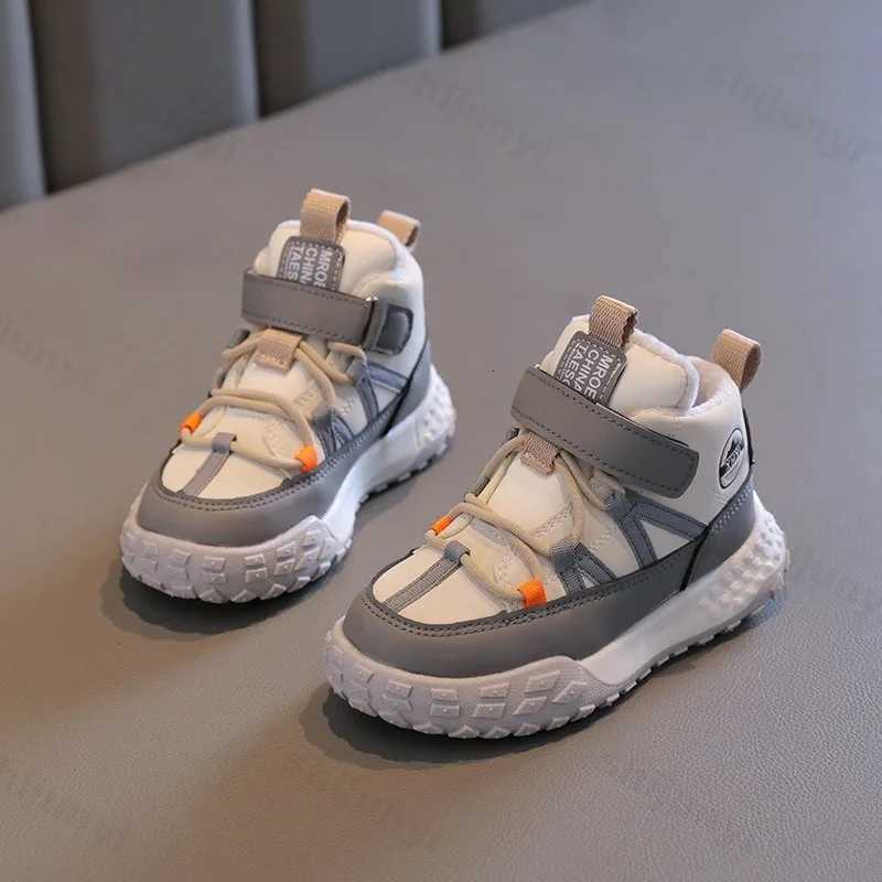 Childrens Sneakers 2025 Autumn Winter Boys Sport Shoes Girls Plush Warm Cotton Casual Shoes Studnet High Top Outdoor Ankle BootsW251121