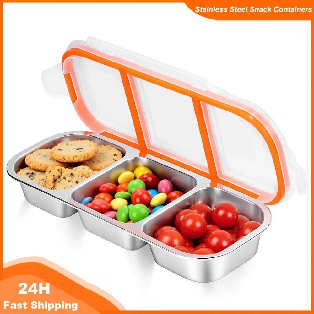 Silicone Reusable Snack Containers with Lids Double Compartment Snackle Box Containers Salad Dressing Sauce Seasoning ContainerM251121