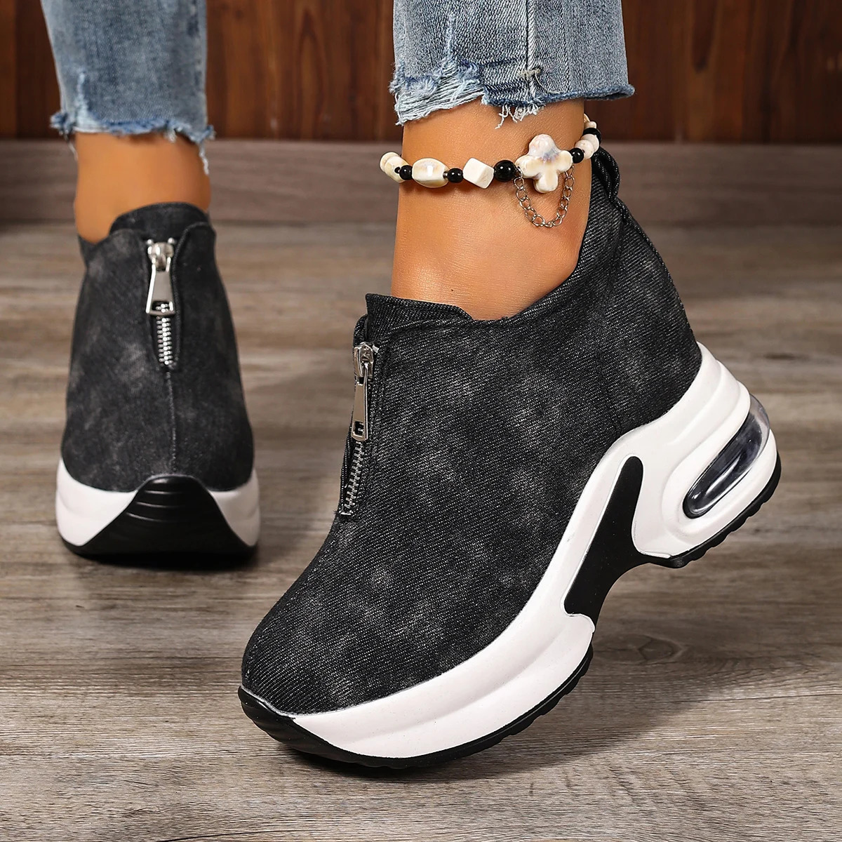 Women Sneakers Antislip Platform Wedge Slip on Casual Lady Vulcanized Shoes Zapatos De Mujer 251121