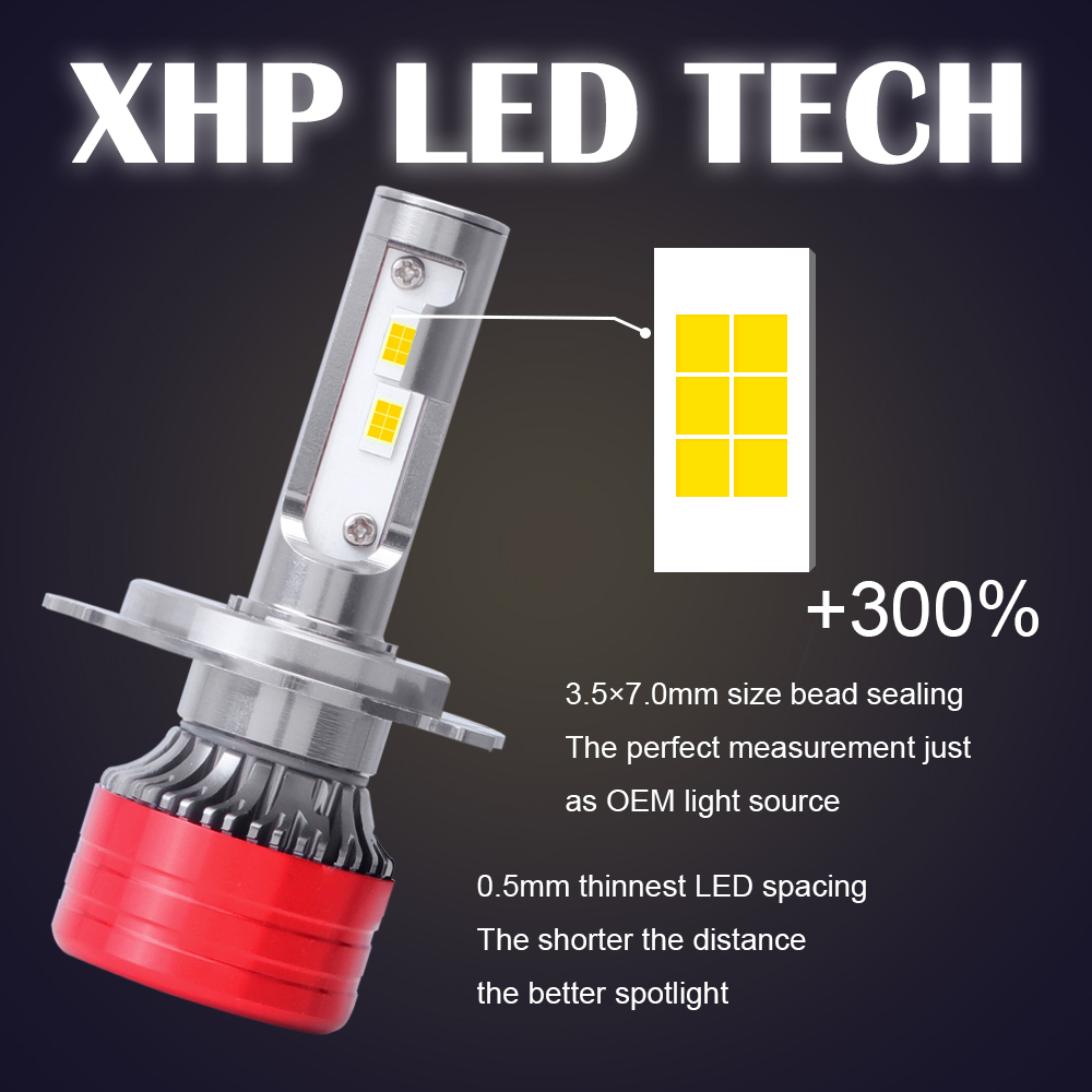 Car LED Headlights Auto Headlamps Bulbs Fog lights Super Bright IP68 Waterproof Original Fit XHP 3570 Chip 6000K 8000K High/Low Beam Plug and Play Fit - view 3