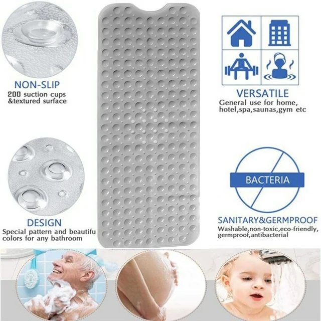 Non-Slip Bath Tub Mat (40 X 16)Inch Extra Long Antibacterial Bathroom Shower Mat