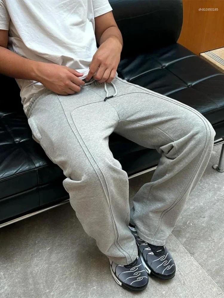 Men's Pants American Baggy Harajuku Retro Elastic Binding Rope Design Oversized Sweatpants Men Personalized Streetwear High Street Trendy Straigh