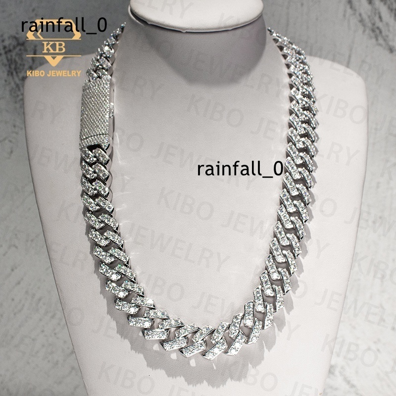 925 Sterling Silver 20mm Mens VVS Round Iced Out Moissanite Hip Hop Jewelry Iced Out Cuban Link