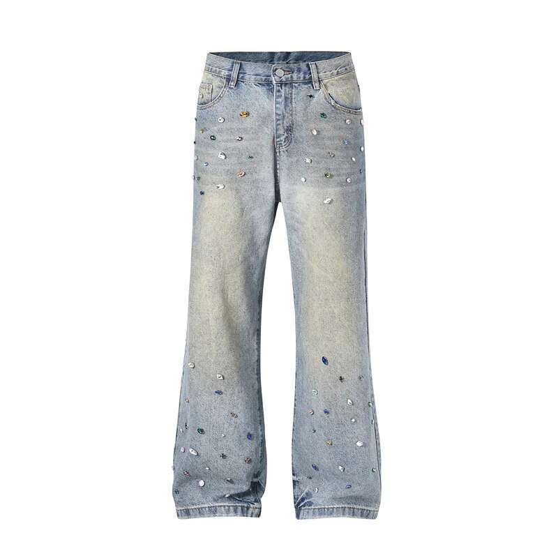 2025Ss Hot Stamping Drill Fashion Men Women High Quality Micro Horn Jeans