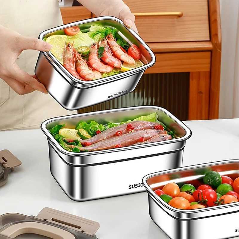 Stainless Steel Lunch Box Refrigerator Sealed Storage Box Portable Camping Food Containers Leak-proof Microwave Bento BoxesM251121