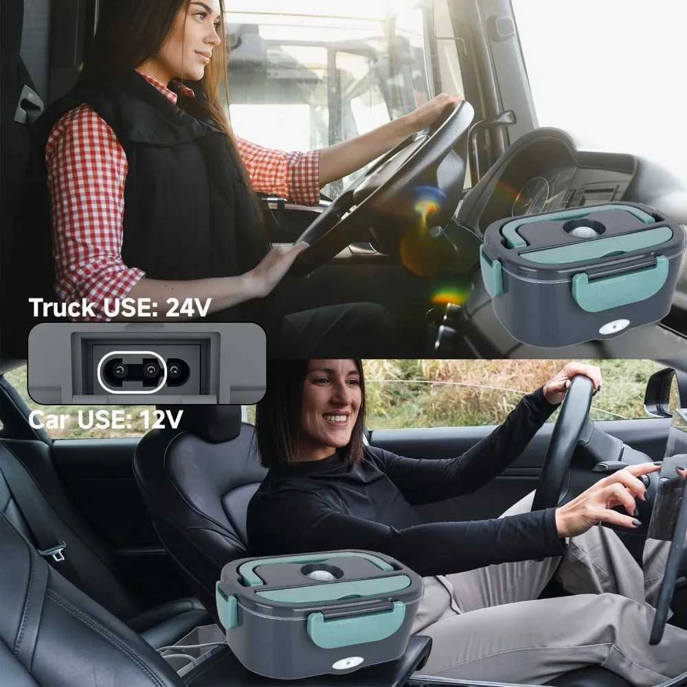 Electric Lunch Box for Adults-60W Fast HeatedLunch Box for MenWomen with Dual 15LStainless Steel Containers Fast Heating PortaM251121