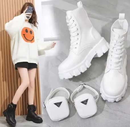 Womens leather Oxford motorcycle boots wedges lace-up platform shoes white black rinse women new H251121