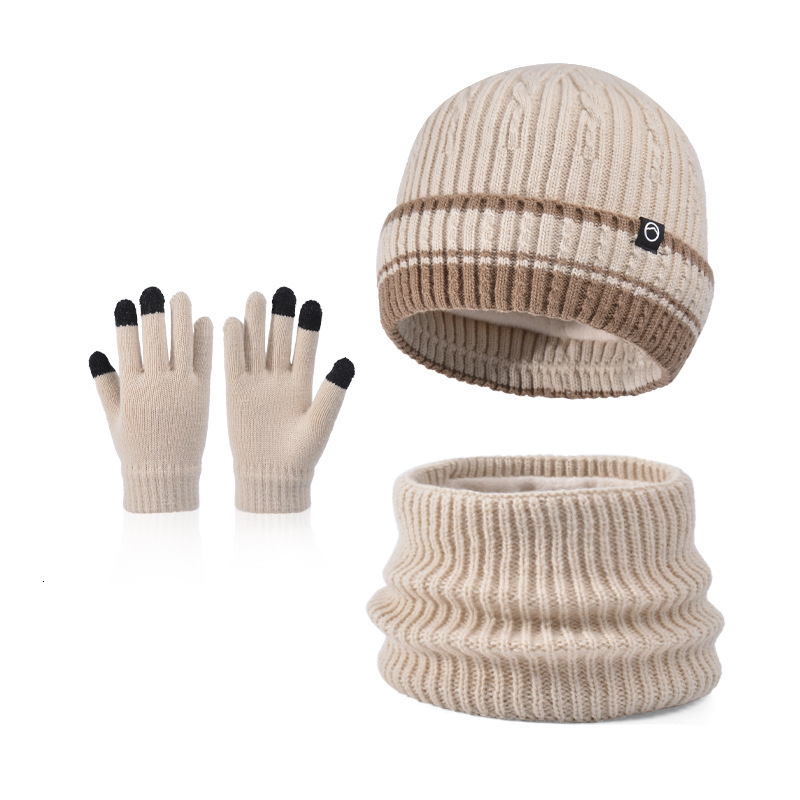 Children's Hat Designer Gloves and Scarf Set Winter Fleece Ear Protection Knitted Beanie Baby Outdoor Warm Pullover Hat free shipping