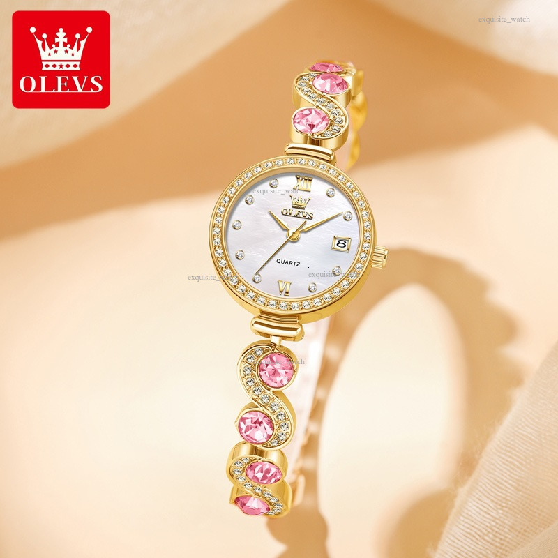 OLEVS Designer Brand Watches New Fashionable And Individual S-shaped Full Diamond Bracelet Women's Waterproof Watches Luxury Watches Free Deliver