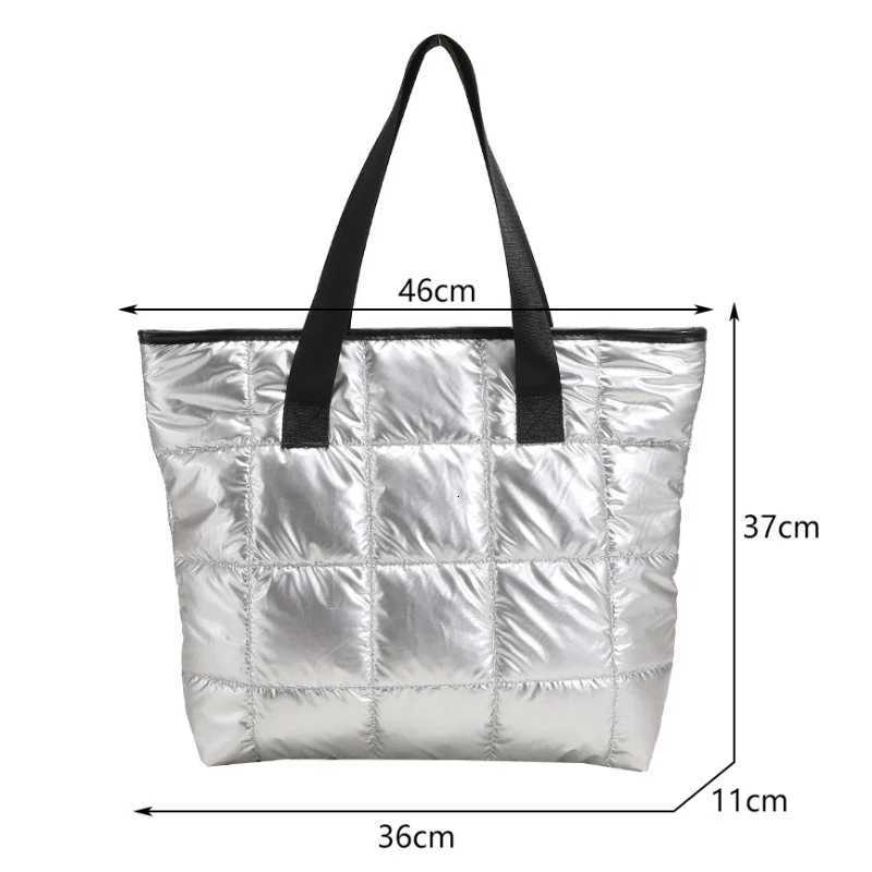 New Fi Large Tote Padded Handbags Autumn Quilted Wen Shoder Bags Luxury PU Down Cott Thread Crossbody Bag Winter Bag Y251121