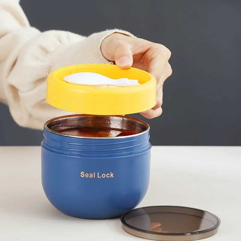 Stainless Steel Soup Cups Thermal Lunch Box Food Thermos Container with Spoon Insulated Bento Lunch Box for School OfficeM251121