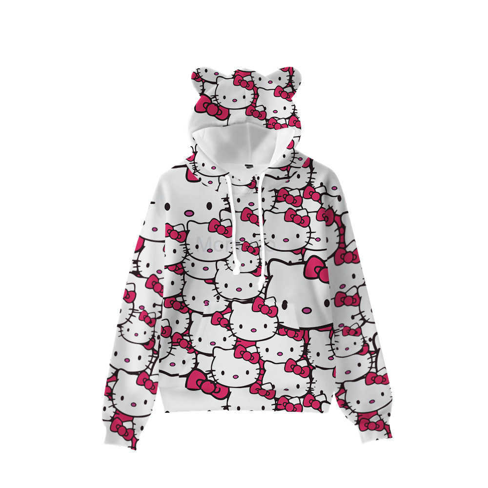 Sanrio 3D New Cat Ear Hooded Sweatshirt Hello Kitty Cinnamoroll Kuromi H251121