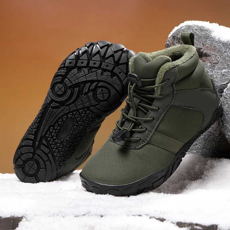 Waterproof Kids Barefoot Snow Boots 2025 New Wide Toe Winter Warm Fur Lined Shoes for Boys Girls Cold Weather Outdoor SneakersW251121