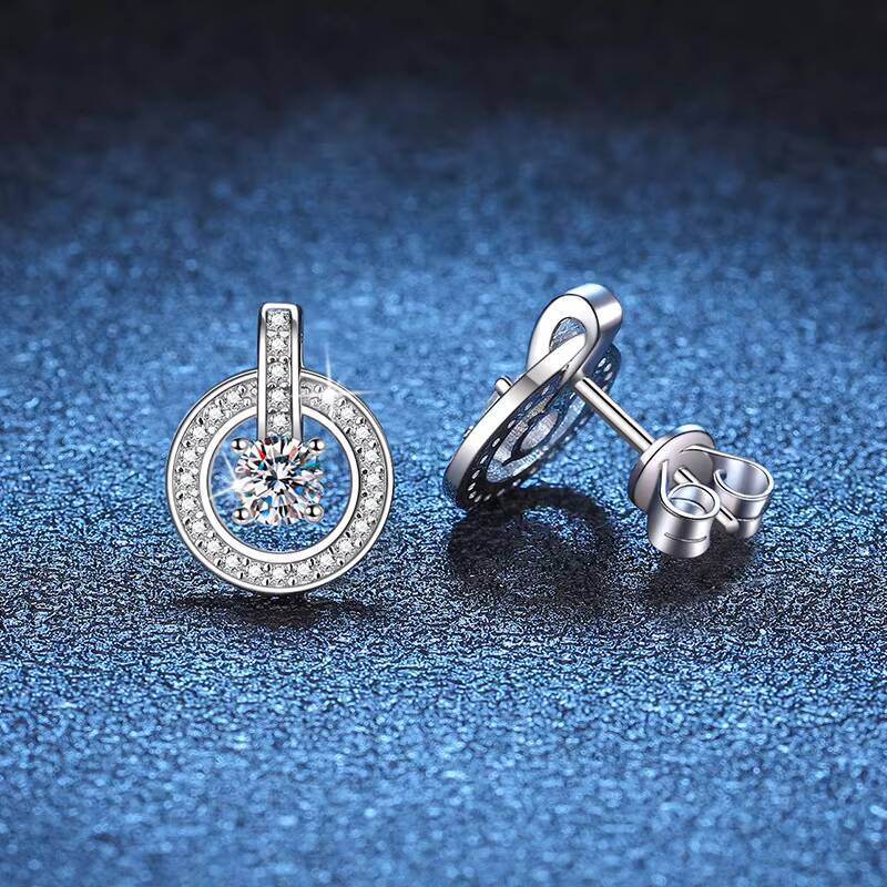 GRA Certified Lab Diamond 925 Sterling Silver Stud Earrings 03CT Moissanite D Color Round Earrings for Women Birthday Gifts