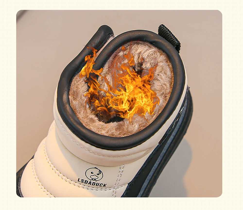 NO GLUE Winter Plush Snow Boots For Children Thick Warm Boys Girls Cotton Shoes Waterproof Kids Winter Boots Velvet ShoeW251121