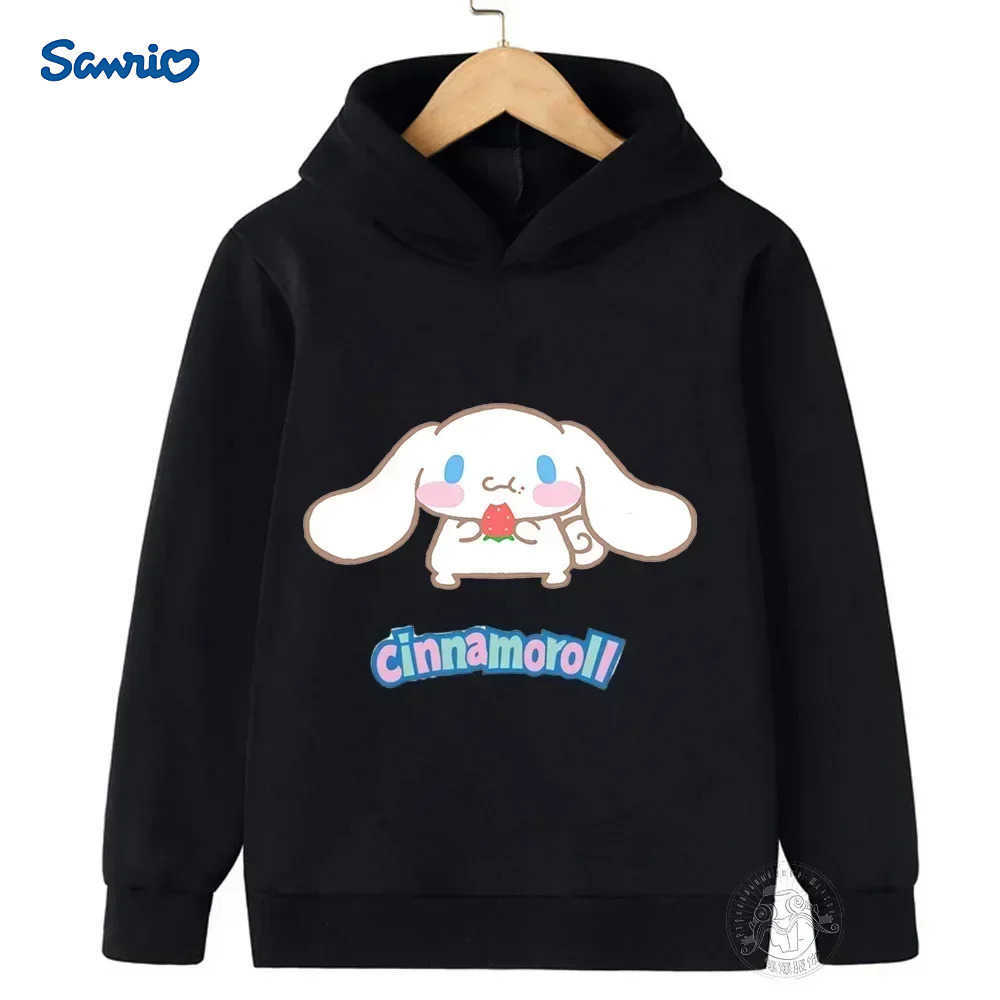 Sanrio Super cute Cinnamoroll print girls warm fleece hoodie childrens fall and winter outdoor fashion warm pullover tops H251121