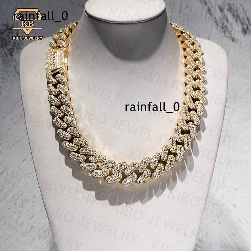 Thick Style 16MM Sterling Silver Hand Set VVS Moissanite Diamond Hip Hop Iced Out Bust Down Cuban Chain Necklace for Man