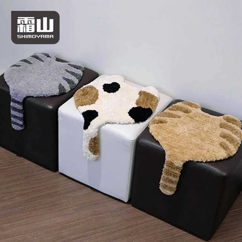 SHIMOYAMA Seat Cover Fluffy Square seat Cushion Cute Cat Design Soft Wool Seat Cushion for Chairs Stools Chair Pad Round C251121