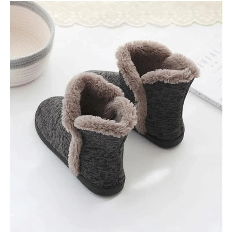 Slippers Booties for Men Women Winter Warm Plush House Shoes Indoor and Outdoor Grey Snow Boots 251121
