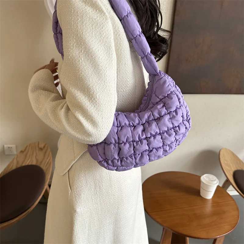 Quilted Pleated Shoder Bags for Wen Padded Bag Nyl Handbags Bucket Purse Cloud Bubbles Hobo Puffer Nyl Tote Bag bolsas Y251121