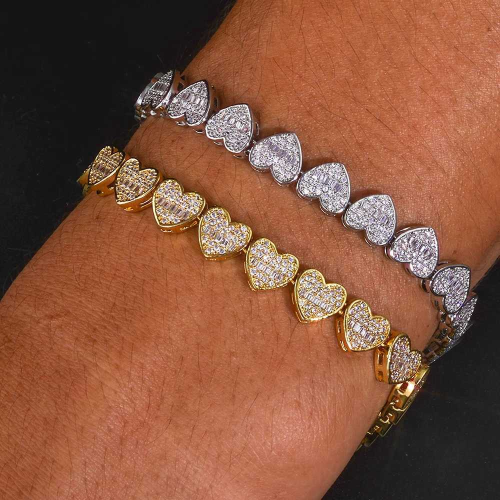 ESKEEM Jewelry New Trendy Iced Heart Baguette CZ Necklace Heart Shaped Tennis Chain for Woman Birthday GiftXJ251121