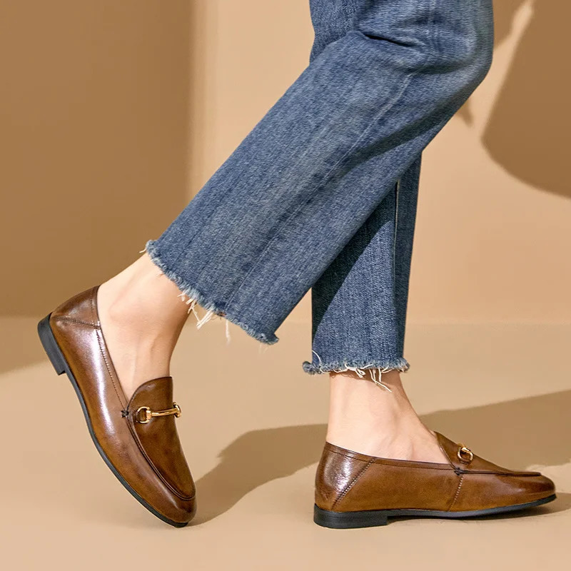 BEAUTODAY Dress Shoes Women Loafers Cow Leather Sheepskin Rubber Formal Business Suit Ladies Spring Autumn Handmade 27171 251121