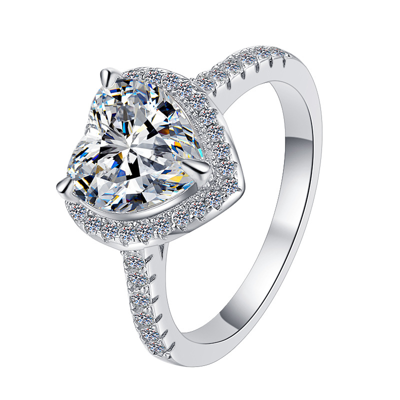 High Quality Classical Luxury Jewelry 925 Sterling Silver Pear Cut White Topaz CZ Diamond Promise Eternity Wedding Heart Ring for Women Size 5-12