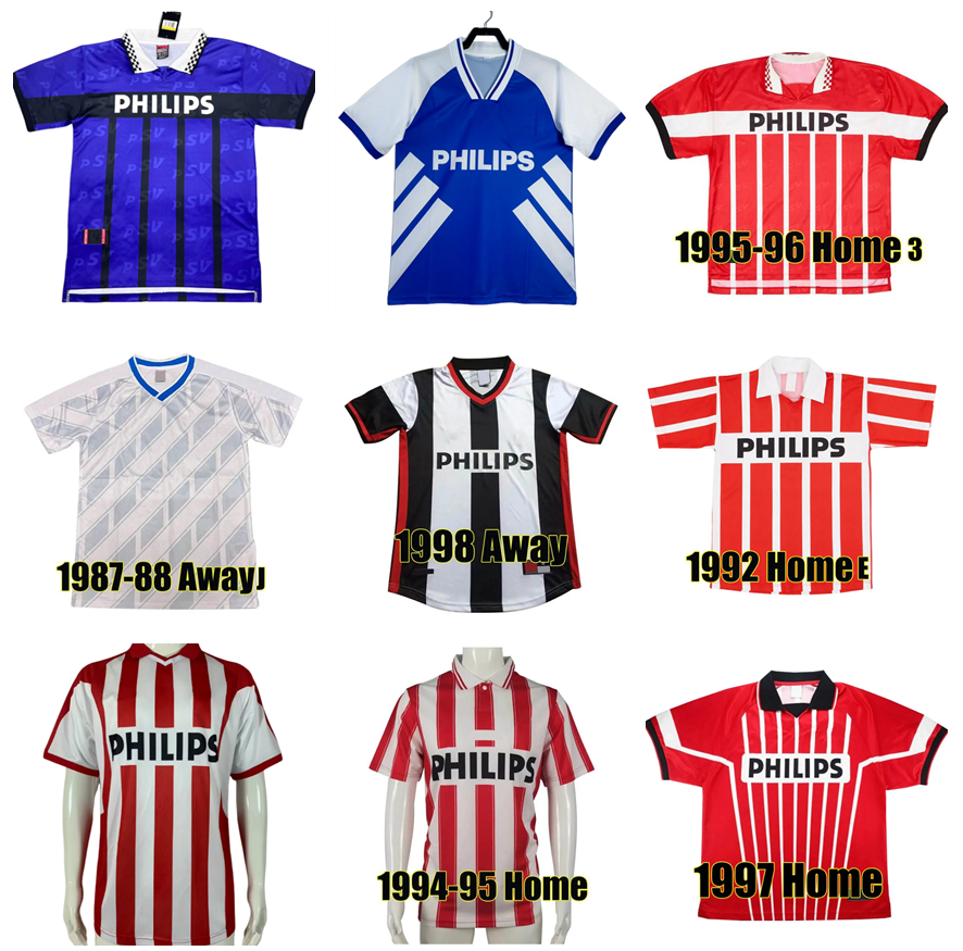 1987 1988 1994 1995 1996 1997 1998 EinDHOvens Mens Retro Soccer Jersey Home Away Ronaldo v.NSTELROOY WATERREUS BRUGGINK Vintage Football Shirt Short Sleeve Uniforms