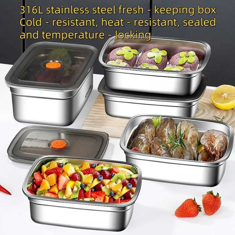 Airtight Leak-Proof Kitchen Storage Containers Stainless Steel Lunch Boxes Bento Boxes for Camping Refrigerator StorageM251121