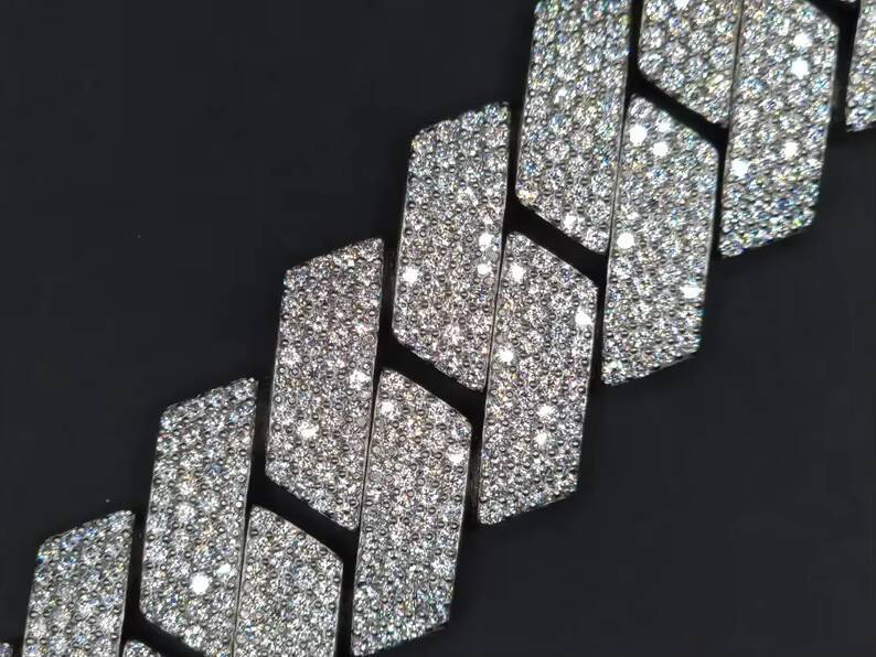 20mm 4 Rows Clasp Moissanite Diamond Cuban Chain 925 Sterling Silver Iced Out Pendant Necklace VVS Moissanite Cuban Link Chain