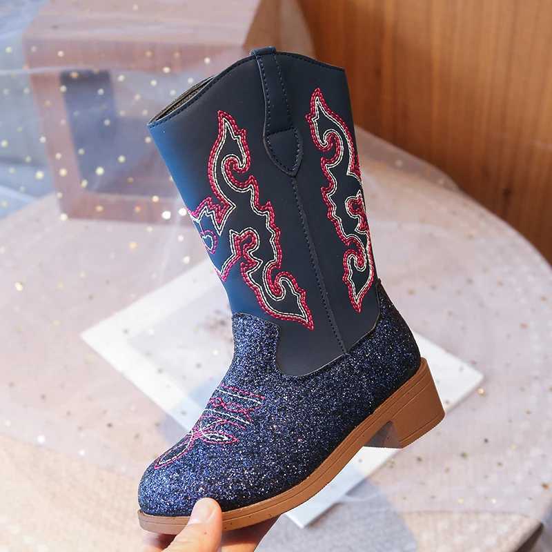 Childrens Fashion Boots 3-18 Years Old Embroidered Boys Girls Western Boots Size 27-36 Fall and Winter Tall Kids Boots ShoesW251121