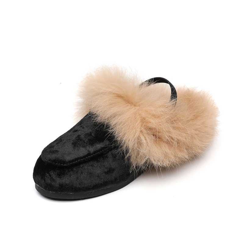 AS 2024 New Kids Fashion Shoes Children Fur Outdoor Slides Baby Girls Slip On Slippers Toddler Boys Brand Flats Princess SlidesW251121