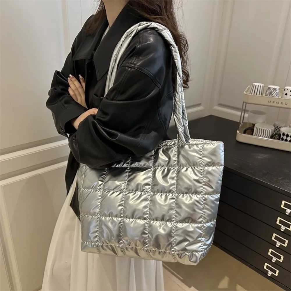 Fi Solid Color Shoder Bags Large Capacity Down Cott Padded Quilted Tote Bag Underarm Bags Winter Y251121