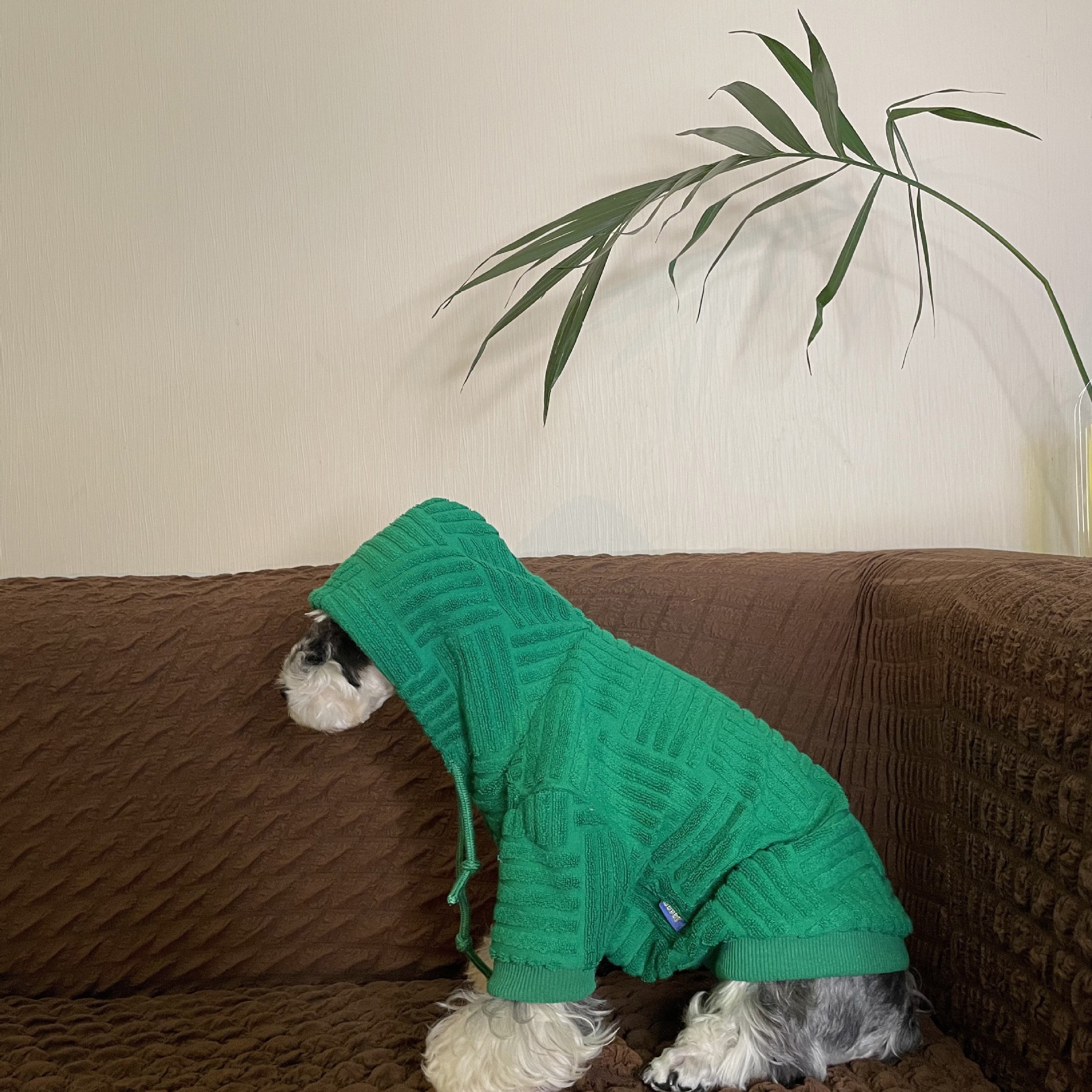 Green Striped Dog Hoodie, Premium Dog Sweater Pullover, Fashion Dogs Coats Soft Comfy Cotton Pet Clothes Hoodies with Hat for Schnauzer Poodle Bichon 