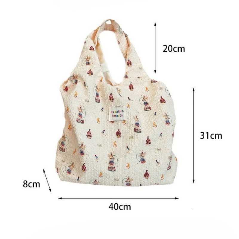 Korean Women Sweet Cartoon Shoulder Bag Shopping Bag Books Tote Female Eco Handbag Reusable Grocery Shopper PurseT251121