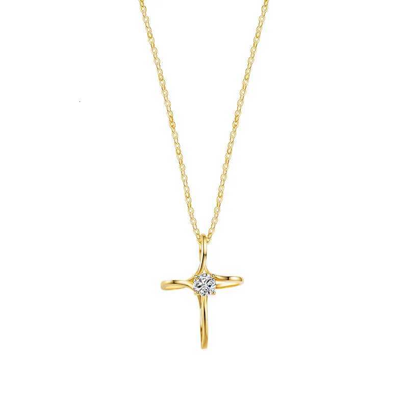 S925 Silver Moissanite 14k Gold Cross Collarbone Necklace Simple Versatile Hip Hop Jewelry Street Trend Christmas Gift for HerXJ251121