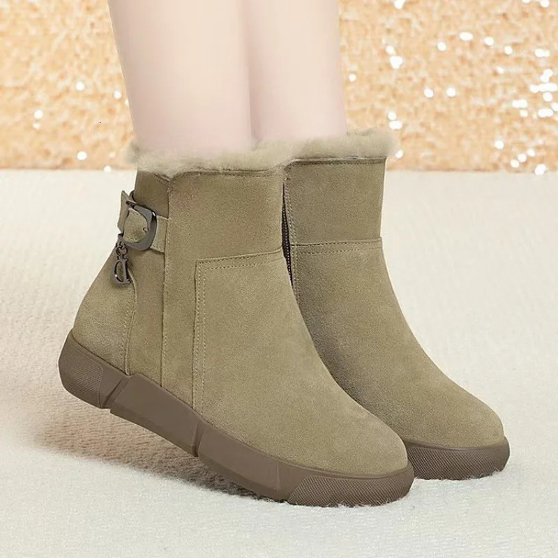 Short Winter Cow SuedeMatte LeatherFashion Boots Rubber Artificial Plush 251121