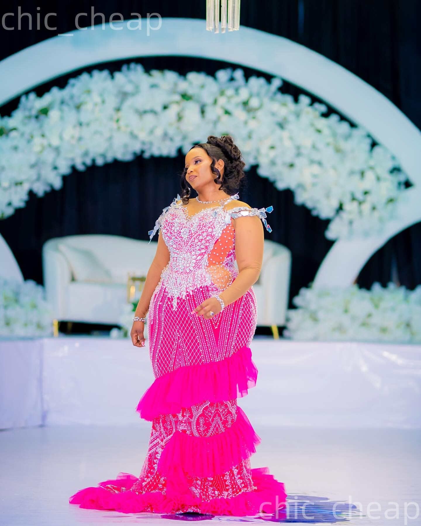 Aso Ebi Fuchsia Mermaid Prom Dresses 2026 Beaded Crystals Sequined Evening Formal Party Second Birthday Engagement Gowns Plus Size Dress For Special O