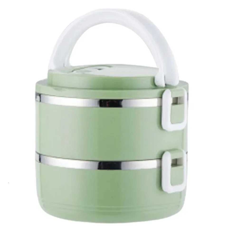 Stainless Steel Lunch Box Multi-Layer Insulation Lunch Box Thermal Food Container Blue Green Bento Box Leak-proof ContainerM251121