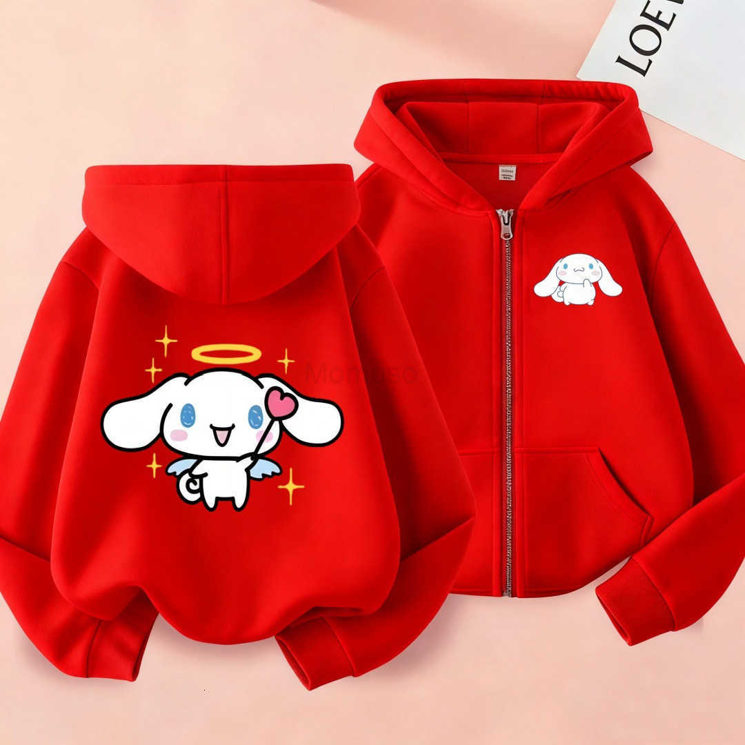 Sanrio Cartoon Big-Eared Dog Childrens Printed Hoodie Autumn Winter Fleece Zipper Sweatshirt H251121