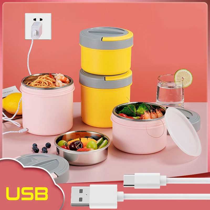 Electric Heated Lunch Box USB 12L Thermal Stainless Steel Bento Box 5V 12V 24V Car School Food Warmer Heating Container HeaterM251121