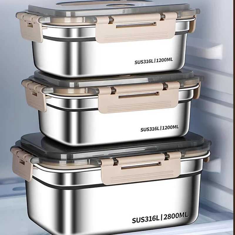 Stainless Steel Lunch Box Refrigerator Sealed Storage Box Portable Camping Food Containers Leak-proof Microwave Bento BoxesM251121