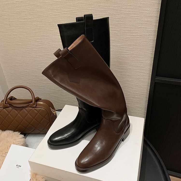 Christmas luxury shoes light luxury leather shoes high cut simple and fashionable leather boots new women's shoes women's boots designer sho