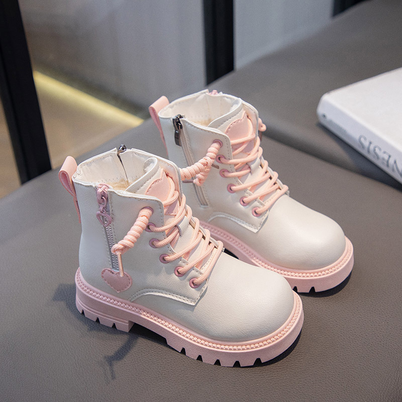 New designer shoes Girls Martin Boots Autumn Winter Children s Warm Boots Stylish Fashion Single Boots Fleece Lined Leather Boots Short Boots Trendy