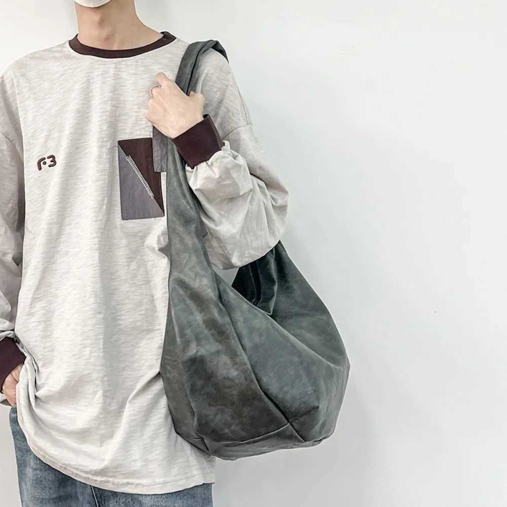 Japanese Style PU Leather Shoulder Bag Large Capacity Streetwear Casual Chest Pack Lightweight Multi-FunctionalT251121