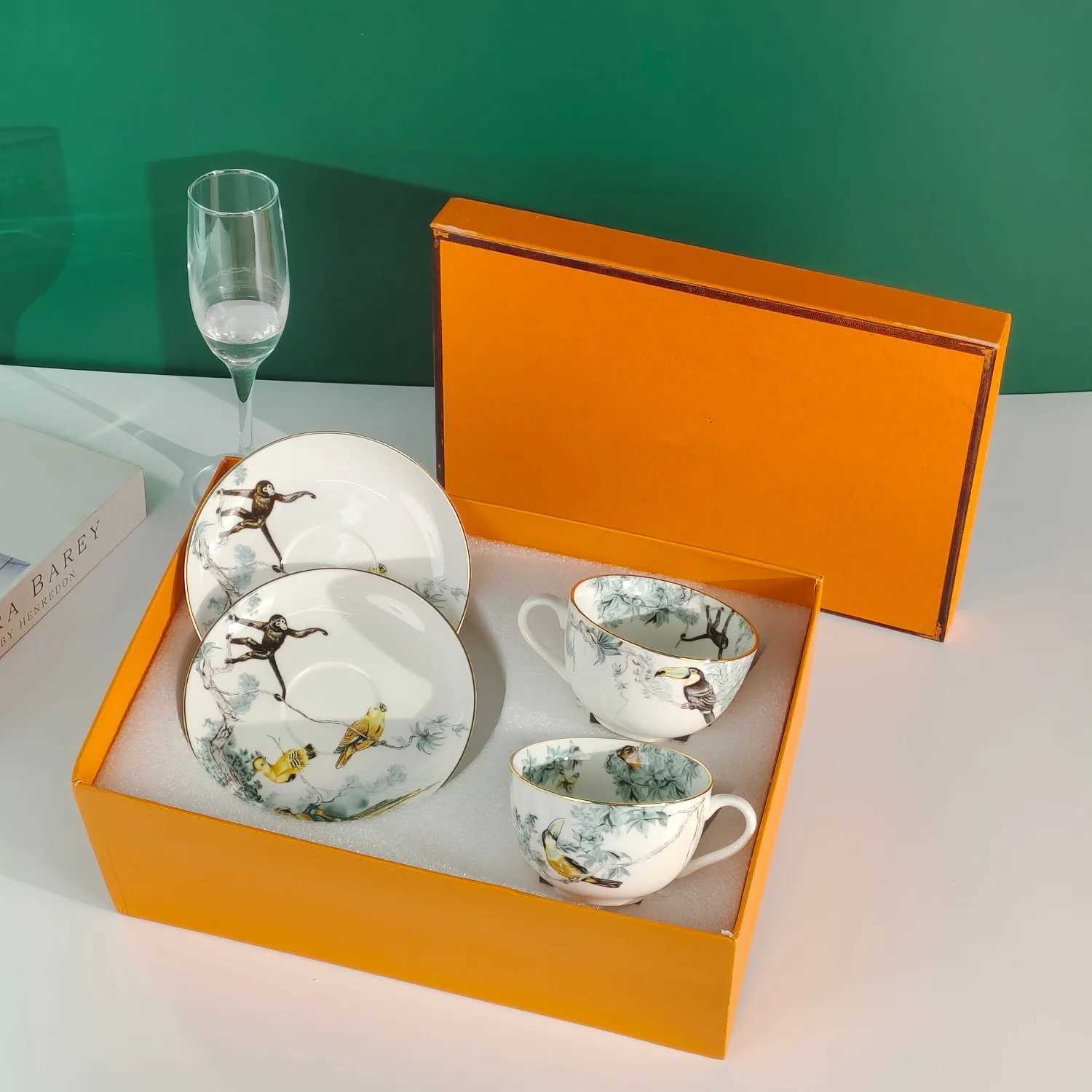 Jungle Ceramic Cup Deluxe Coffee Teacup Set Ceramic Coffee Chicaras Ali China Tazos Beverage Espresso Cup and Taz Cup S25421