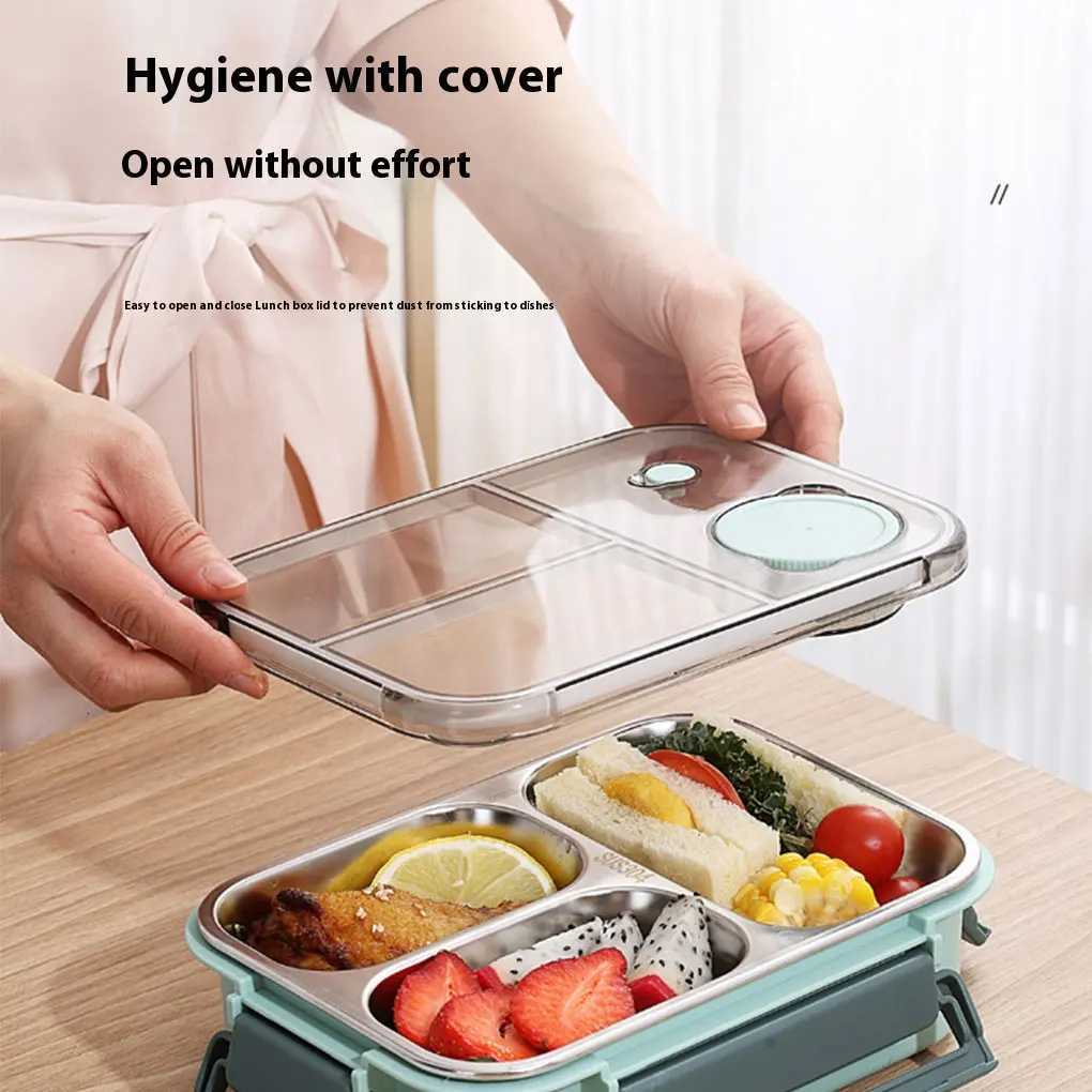 Stainless steel Lunch box for Adults Kids Students Portable Divided Bento Box with Tableware Leakproof Food Storage ContainersM251121