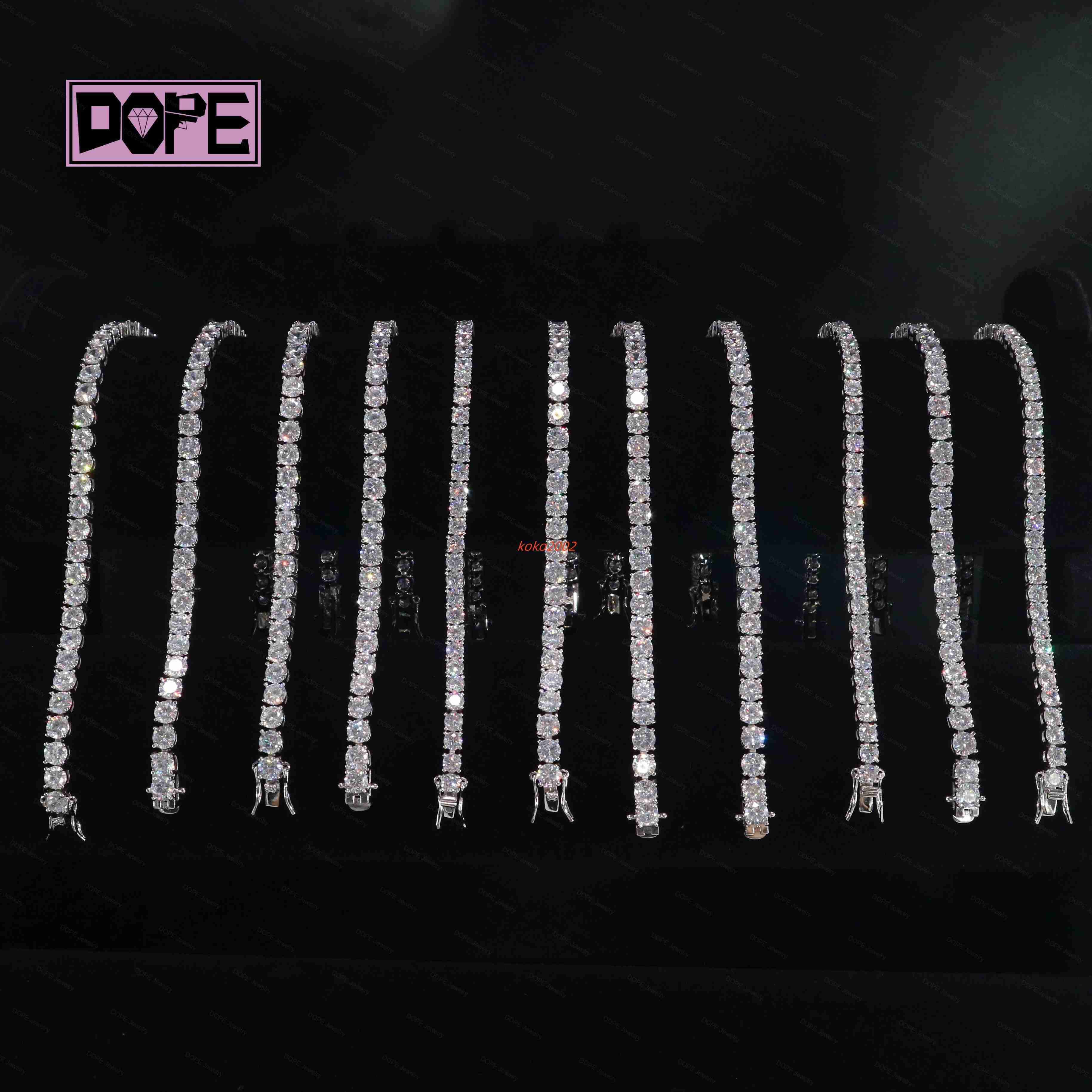 Factory Wholesale 6mm Moissanite Bracelet 925 Sterling Silver Hip Hop Men Women Iced Out VVS Diamond Tennis Bracelet