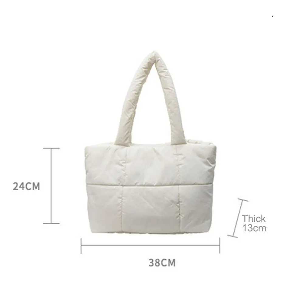 Shoder Bag New Cott Padded Puffy Bag Quilted Checkered Cloud Tote Bag Large Capacity Lightweight Top-handle Bag College Y251121