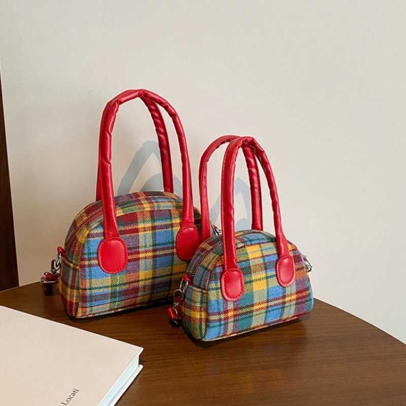 Womens Bag 2025 New Trendy Retro Color Blocked Western-style Handbag Fashionable Plaid Single Shoulder Crossbody BagsT251121